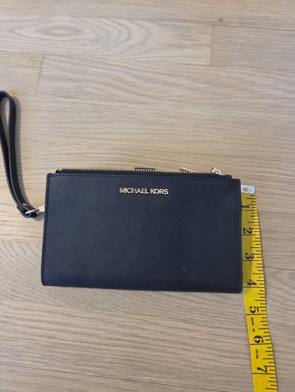 Michael Kors Black Wristlet Wallet with Gold Hardware